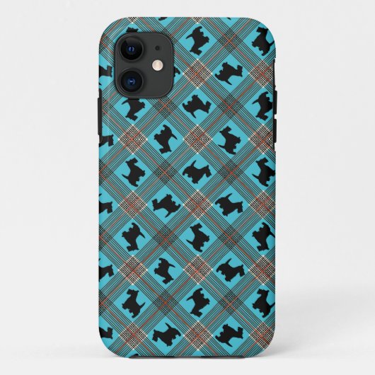 Schwarzer Scottie-Hundekarierter Tartan Case-Mate iPhone Hülle (Rückseite)