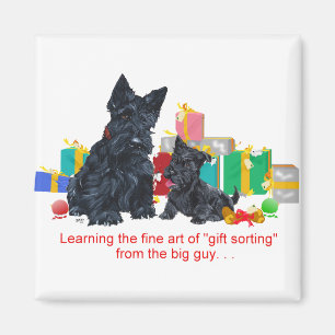 Schwarzer Scottie & Welpen-Weihnachten Magnet