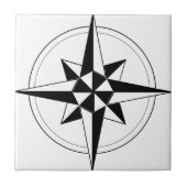 Schwarzer Seekompaß Fliese (Vorderseite)