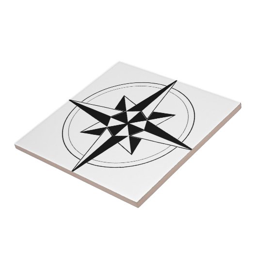 Schwarzer Seekompaß Fliese (Seite)