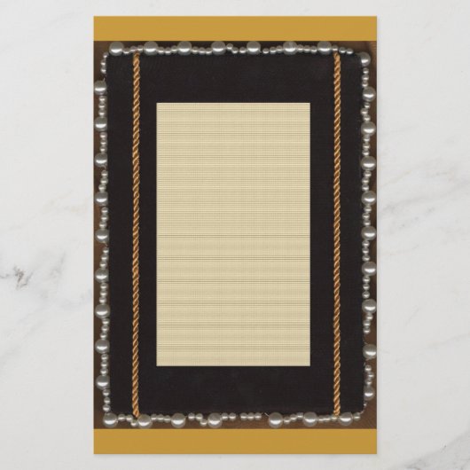 Schwarzer Seidenrahmen mit Imitaten Pearl und Gold Briefpapier (Vorderseite)