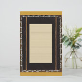 Schwarzer Seidenrahmen mit Imitaten Pearl und Gold Briefpapier (Stehend Vorderseite)