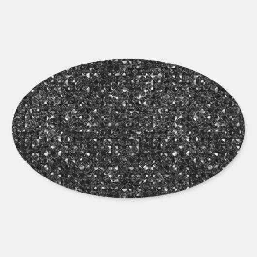 Schwarzer Sequin-Effekt Ovale Aufkleber (Vorderseite)