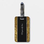 Schwarzer Sequined Entwurf der Lilien-(Grafik) Gepäckanhänger (Rückseite vertikal)