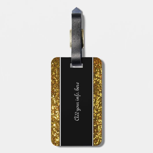 Schwarzer Sequined Entwurf der Lilien-(Grafik) Gepäckanhänger (Rückseite vertikal)