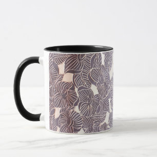 Schwarzer Sgraffito mit Blumen Tasse