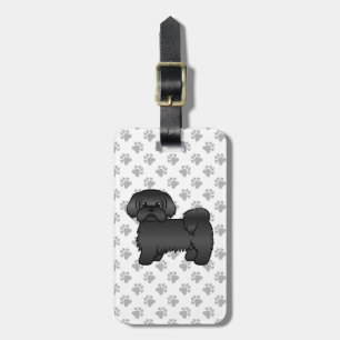 Schwarzer Shih Tzu Süßer Cartoon-Hund & Benutzerde Gepäckanhänger