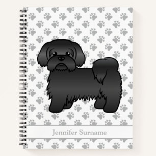 Schwarzer Shih Tzu Süßer Cartoon-Hund & Name Notizblock