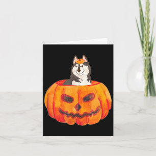 Schwarzer sibirischer Husky-Hund Frohes Halloween Karte