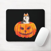 Schwarzer sibirischer Husky-Hund Frohes Halloween Mousepad (Mit Mouse)