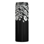 Schwarzer Silber Eleganter Glitter Leopard Gepard Thermosbecher (Rückseite)