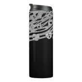 Schwarzer Silber Eleganter Glitter Leopard Gepard Thermosbecher (Nach rechts gedreht)