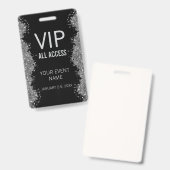 Schwarzer Silber Glitter Event VIP All Access Pass Ausweis (Vorder- & Rückseite)
