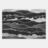 Schwarzer Silberfolie Glitzer elegant elegant eleg Geschenkpapier Set (Vorderseite 3)