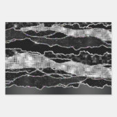 Schwarzer Silberfolie Glitzer elegant elegant eleg Geschenkpapier Set (Vorderseite 2)