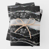 Schwarzer Silberfolie Glitzer elegant elegant eleg Geschenkpapier Set (Beispiel)