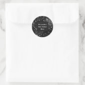 Schwarzer Silberglanzlichter Glitzer Runder Aufkleber (Tasche)
