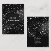 Schwarzer Silberglanzlichter Glitzer Visitenkarte (Vorne/Hinten)