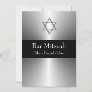 Schwarzer silberner Davidstern Bar Mitzwa Einladung