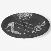 Schwarzer/silberner Disco-Ball und Pappteller (Schrägansicht)