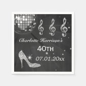 Schwarzer/silberner Disco-Ball-und Schein-Heels Serviette (Vorderseite)