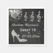 Schwarzer/silberner Disco-Ball und Serviette (Vorderseite)