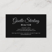 Schwarzer silberner Foto-Monogramm-Realtor-QR-Code Visitenkarte (Rückseite)