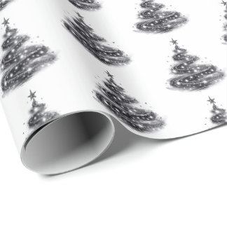 Schwarzer silberner funkelnder Weihnachtsbaum Geschenkpapier
