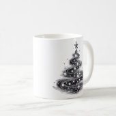 Schwarzer silberner funkelnder Weihnachtsbaum Kaffeetasse (VorderseiteRechts)