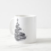 Schwarzer silberner funkelnder Weihnachtsbaum Kaffeetasse (Vorderseite Links)