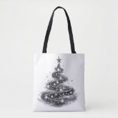 Schwarzer silberner funkelnder Weihnachtsbaum Tasche (Vorderseite)