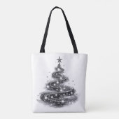 Schwarzer silberner funkelnder Weihnachtsbaum Tasche (Rückseite)