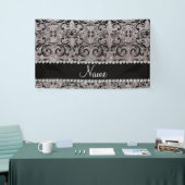 Schwarzer silberner Glitterdamast des Banner (Messeveranstaltung)