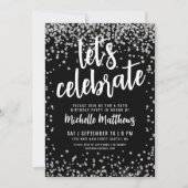 Schwarzer Silberner Glitzer jeden Geburtstag Einladung (Vorderseite)