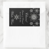 Schwarzer Silberner Glitzer Schneeflocken Weinkleb Rechteckiger Aufkleber (Tasche)