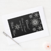Schwarzer Silberner Glitzer Schneeflocken Weinkleb Rechteckiger Aufkleber (Umschlag)
