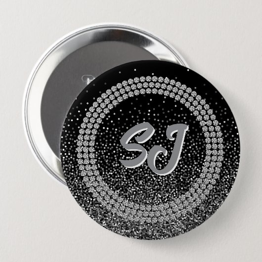 Schwarzer & Silberner Schauturnier-Button Luxus-Mo Button (Vorne & Hinten)