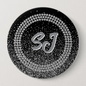 Schwarzer & Silberner Schauturnier-Button Luxus-Mo Button (Vorderseite)