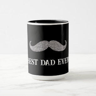 Schwarzer silberner Schnurrbart Vatertag Tasse