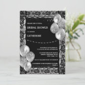 Schwarzer Silberspitz Diamant schimmert immer schi Einladung (Stehend Vorderseite)