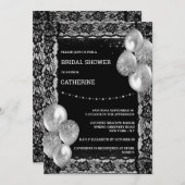 Schwarzer Silberspitz Diamant schimmert immer schi Einladung (Vorne/Hinten)