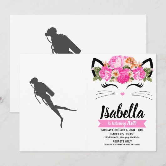 Schwarzer Silhouette Einladung (Vorne/Hinten)