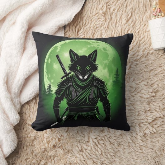 Schwarzer Silhouette Fox Kissen (Decke)