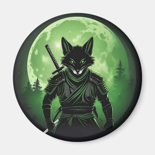 Schwarzer Silhouette Fox Magnet (Vorne)