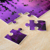 Schwarzer Silhouette-Wald mit Regenbogenfarben Puzzle (Seite)