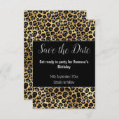 SCHWARZER SILVER GLITZER LEOPARD SAVE THE DATE RSVP KARTE (Vorne/Hinten)