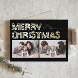 Schwarzer Skandinavier - Zwei Fotos Weihnachten Folien Feiertagskarte<br><div class="desc">Mit unserer individuell gestaltbaren Weihnachtskarte mit zwei Fotos und charmanter Typografie im skandinavischen Stil senden Sie einen Feiertagssjubiläum. Diese Weihnachtskarte aus Gold verbindet moderne Ästhetik mit festlichem Geist und ermöglicht Ihnen, zwei Ihrer liebsten Fotos zu präsentieren. Die moderne Typografie wird durch ein minimalistisches Design ergänzt, das das Wesen des skandinavischen...</div>