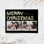 Schwarzer Skandinavier - Zwei Fotos Weihnachten Folien Feiertagspostkarte<br><div class="desc">Mit unserer individuell gestaltbaren Weihnachtspostkarte mit zwei Fotos und charmanter Typografie im skandinavischen Stil senden Sie Ihren Feiertagssauftritt. Die Weihnachtskarte mit Goldfolie verbindet moderne Ästhetik mit festlichem Geist und erlaubt es Ihnen, zwei Ihrer liebsten Fotos zu präsentieren. Die moderne Typografie wird durch ein minimalistisches Design ergänzt, das das Wesen des...</div>