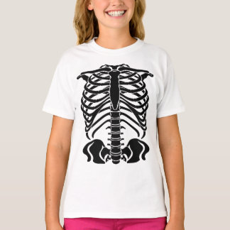 Schwarzer Skelett Brustkorb T-Shirt