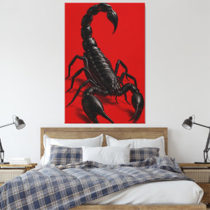 Schwarzer Skorpion auf roter Leinwand Wandkunst Du
